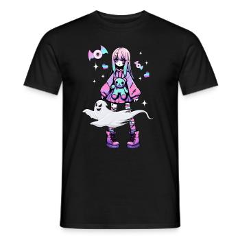Pastell Goth Anime Girl Mit Teddybär Gotik - Männer T-Shirt - Schwarz - Vorne - AI Model Male 178 light (178cm)
