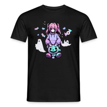 Pastell Goth Anime Girl Mit Teddybär Gotik - Männer T-Shirt - Schwarz - Vorne - AI Model Male 178 light (178cm)