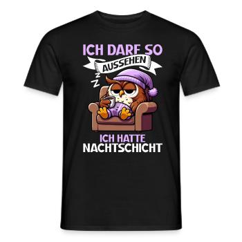 J’ai le droit d’avoir l’air d’avoir un hibou de nuit - T-shirt homme - noir - Devant - AI Model Male 178 light (178cm)