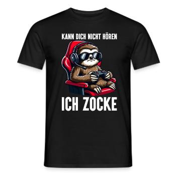 Ich Kann Dich Nicht Hören Ich Zocke Faultier - Männer T-Shirt - Schwarz - Vorne - AI Model Male 178 light (178cm)