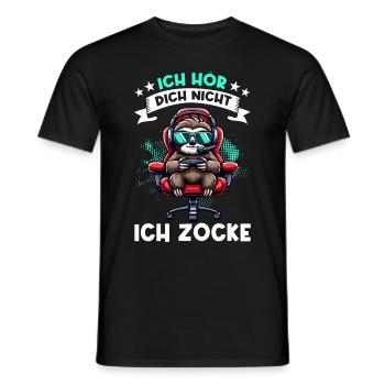 Ich Kann Dich Nicht Hören Ich Zocke Faultier - Männer T-Shirt - Schwarz - Vorne - AI Model Male 178 light (178cm)