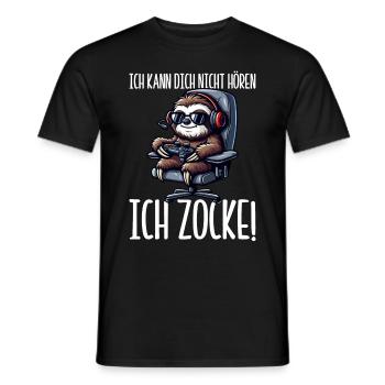 Ich Kann Dich Nicht Hören Ich Zocke Faultier - Männer T-Shirt - Schwarz - Vorne - AI Model Male 178 light (178cm)