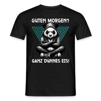 Bonjour très mince glace drôle panda café - T-shirt homme - noir - Devant - AI Model Male 178 light (178cm)