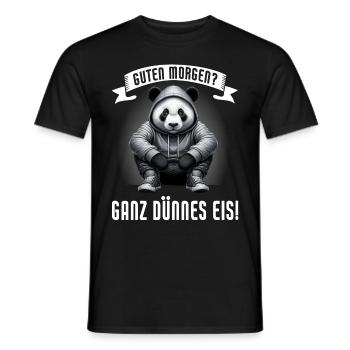 Bonjour très mince glace drôle panda café - T-shirt homme - noir - Devant - AI Model Male 178 light (178cm)