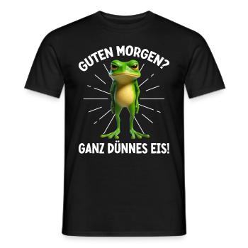 Good morning? Very Thin Ice Frog Frog Funnier - Men's T-Shirt - black - Front - AI Model Male 178 light (178cm)
