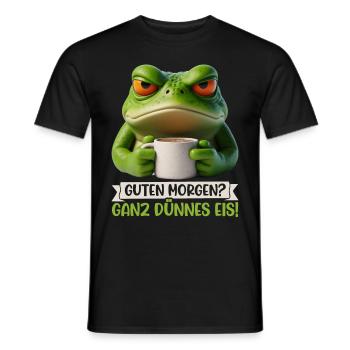 Good morning? Very Thin Ice Frog Frog Funnier - Men's T-Shirt - black - Front - AI Model Male 178 light (178cm)