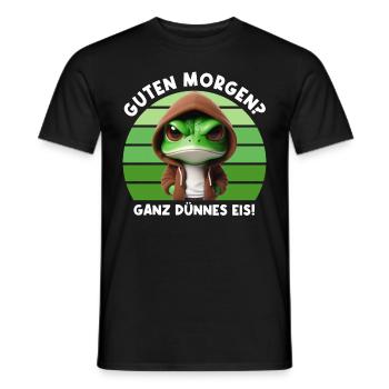 Good morning? Very Thin Ice Frog Frog Funnier - Men's T-Shirt - black - Front - AI Model Male 178 light (178cm)