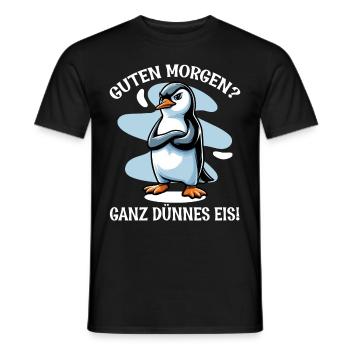 Bonjour très mince glace ami pingouin - T-shirt homme - noir - Devant - AI Model Male 178 light (178cm)