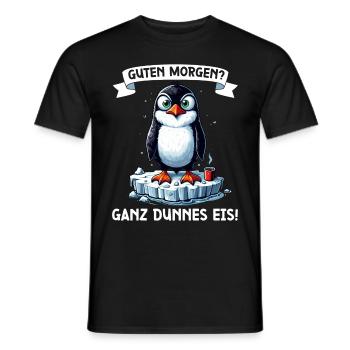 Bonjour très mince glace ami pingouin - T-shirt homme - noir - Devant - AI Model Male 178 light (178cm)