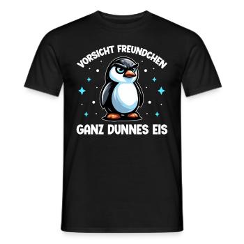 Bonjour très mince glace ami pingouin - T-shirt homme - noir - Devant - AI Model Male 178 light (178cm)
