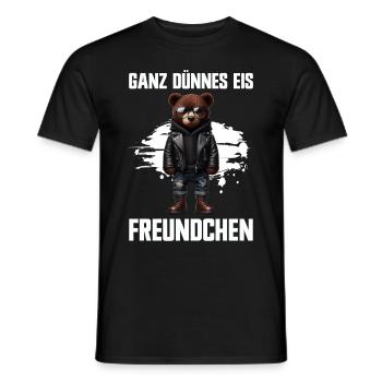 Very Thin Ice Cream Friend Funny Teddy Bear - Men's T-Shirt - black - Front - AI Model Male 178 light (178cm)
