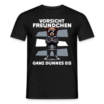 Very Thin Ice Cream Friend Funny Teddy Bear - Men's T-Shirt - black - Front - AI Model Male 178 light (178cm)
