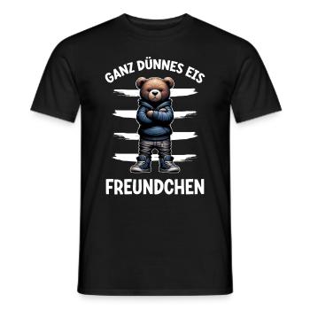 Very Thin Ice Cream Friend Funny Teddy Bear - Men's T-Shirt - black - Front - AI Model Male 178 light (178cm)