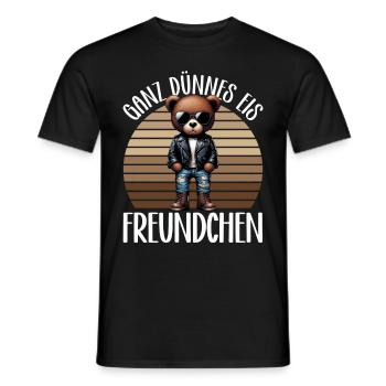 Very Thin Ice Cream Friend Funny Teddy Bear - Men's T-Shirt - black - Front - AI Model Male 178 light (178cm)