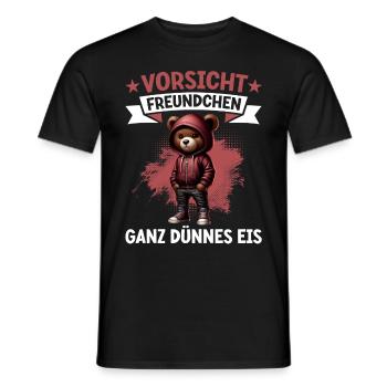 Very Thin Ice Cream Friend Funny Teddy Bear - Men's T-Shirt - black - Front - AI Model Male 178 light (178cm)