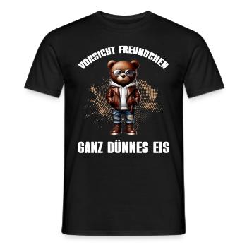 Very Thin Ice Cream Friend Funny Teddy Bear - Men's T-Shirt - black - Front - AI Model Male 178 light (178cm)