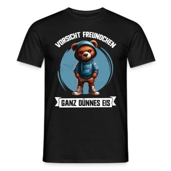 Very Thin Ice Cream Friend Funny Teddy Bear - Men's T-Shirt - black - Front - AI Model Male 178 light (178cm)