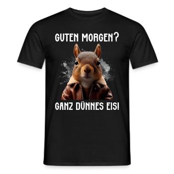 Bonjour très mince glace drôle d’écureuil - T-shirt homme - noir - Devant - AI Model Male 178 light (178cm)