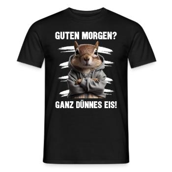 Bonjour très mince glace drôle d’écureuil - T-shirt homme - noir - Devant - AI Model Male 178 light (178cm)