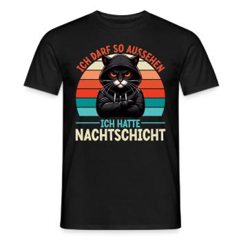 J’ai le droit d’avoir l’air d’avoir un chat de nuit - T-shirt homme - noir - Devant - AI Model Male 178 light (178cm)