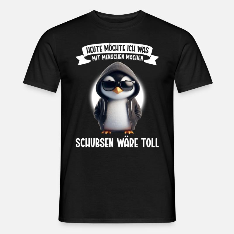 Heute möchte ich was mit Menschen machen Schubsen - Männer T-Shirt - Schwarz