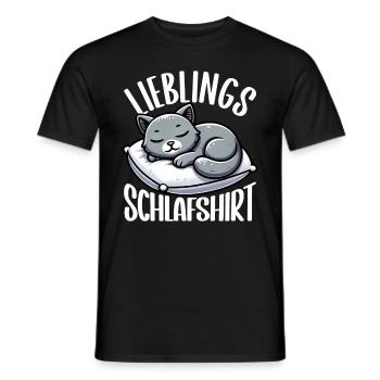 Katze Offizielles Schlafshirt Lustige Katze - Männer T-Shirt - Schwarz - Vorne - AI Model Male 178 light (178cm)