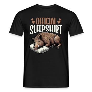 Chemise de nuit officielle Funny Wild Boar - T-shirt homme - noir - Devant - AI Model Male 178 light (178cm)