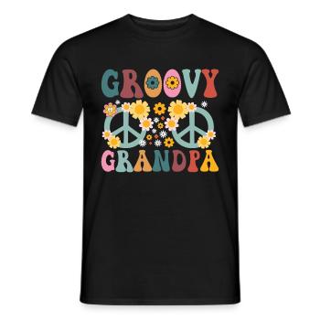 Groovy Grandpa Retro Matching Family Birthday - Men's T-Shirt - black - Front - AI Model Male 178 light (178cm)