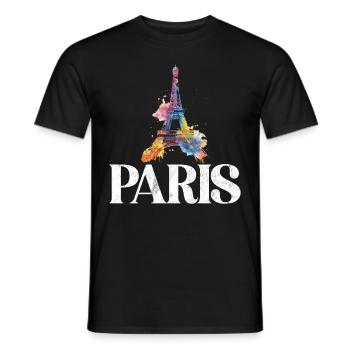 France Paris Eiffel Tower France Flag - Men's T-Shirt - black - Front - AI Model Male 178 light (178cm)