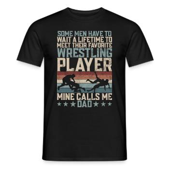 Wrestling Dad Wrestler Men's Father's Day - Men's T-Shirt - black - Front - AI Model Male 178 light (178cm)