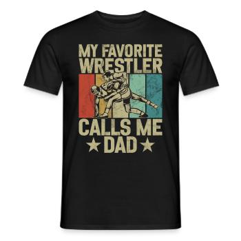 Wrestling Dad Wrestler Men's Father's Day - Men's T-Shirt - black - Front - AI Model Male 178 light (178cm)