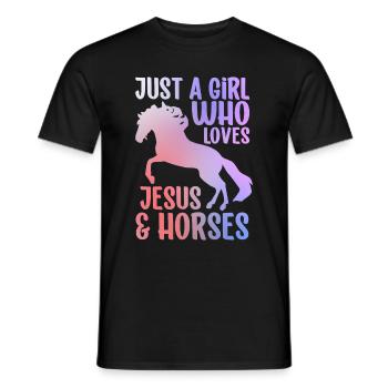 Jesus and Horses Riding Riding - Men's T-Shirt - black - Front - AI Model Male 178 light (178cm)