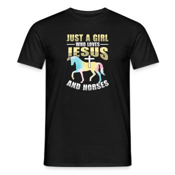 Jesus and Horses Riding Riding - Men's T-Shirt - black - Front - AI Model Male 178 light (178cm)