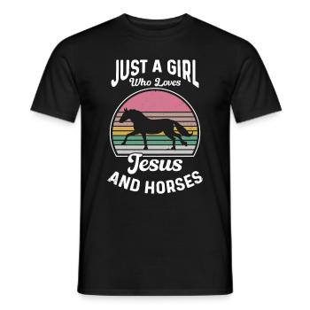 Jesus and Horses Riding Riding - Men's T-Shirt - black - Front - AI Model Male 178 light (178cm)