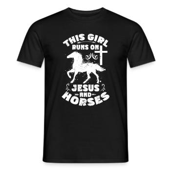 Jesus and Horses Riding Riding - Men's T-Shirt - black - Front - AI Model Male 178 light (178cm)