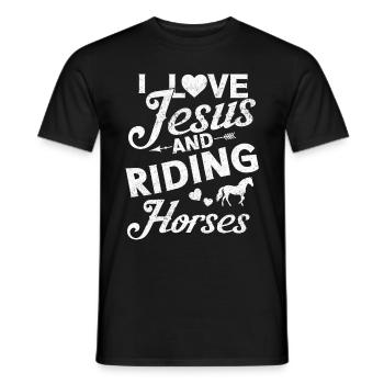 Jesus and Horses Riding Riding - Men's T-Shirt - black - Front - AI Model Male 178 light (178cm)