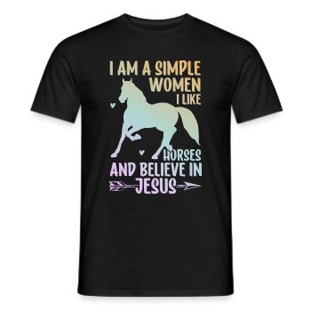 Jesus and Horses Riding Riding - Men's T-Shirt - black - Front - AI Model Male 178 light (178cm)