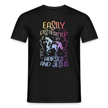 Jesus and Horses Riding Riding - Men's T-Shirt - black - Front - AI Model Male 178 light (178cm)