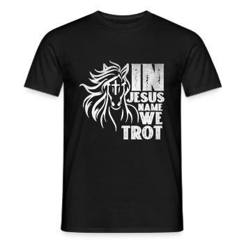 Jesus and Horses Riding Riding - Men's T-Shirt - black - Front - AI Model Male 178 light (178cm)
