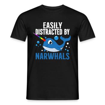 Mer de narval Mignon amoureux du narwhaler - T-shirt homme - noir - Devant - AI Model Male 178 light (178cm)