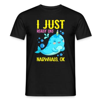 Mer de narval Mignon amoureux du narwhaler - T-shirt homme - noir - Devant - AI Model Male 178 light (178cm)