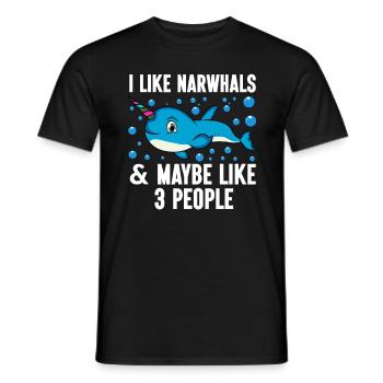 Mer de narval Mignon amoureux du narwhaler - T-shirt homme - noir - Devant - AI Model Male 178 light (178cm)