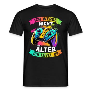 Je ne vieillis pas, je monte de niveau en jouant - T-shirt homme - noir - Devant - AI Model Male 178 light (178cm)