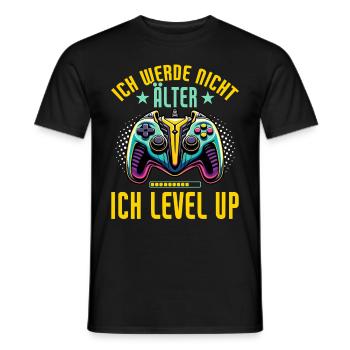 Je ne vieillis pas, je monte de niveau en jouant - T-shirt homme - noir - Devant - AI Model Male 178 light (178cm)