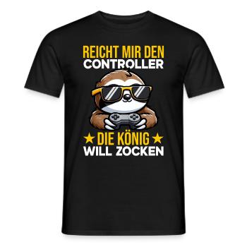 Elle me tend la manette, la reine veut jouer - T-shirt homme - noir - Devant - AI Model Male 178 light (178cm)