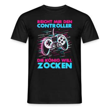Hands me the controller, the queen wants to play - Men's T-Shirt - black - Front - AI Model Male 178 light (178cm)