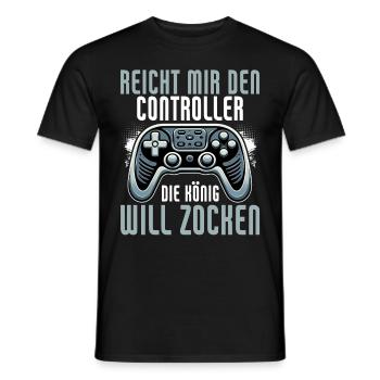 Elle me tend la manette, la reine veut jouer - T-shirt homme - noir - Devant - AI Model Male 178 light (178cm)