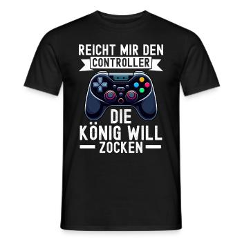 Elle me tend la manette, la reine veut jouer - T-shirt homme - noir - Devant - AI Model Male 178 light (178cm)