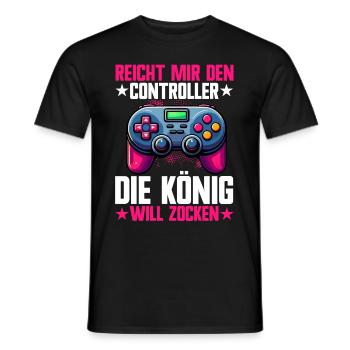 Elle me tend la manette, la reine veut jouer - T-shirt homme - noir - Devant - AI Model Male 178 light (178cm)