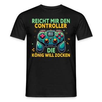 Elle me tend la manette, la reine veut jouer - T-shirt homme - noir - Devant - AI Model Male 178 light (178cm)